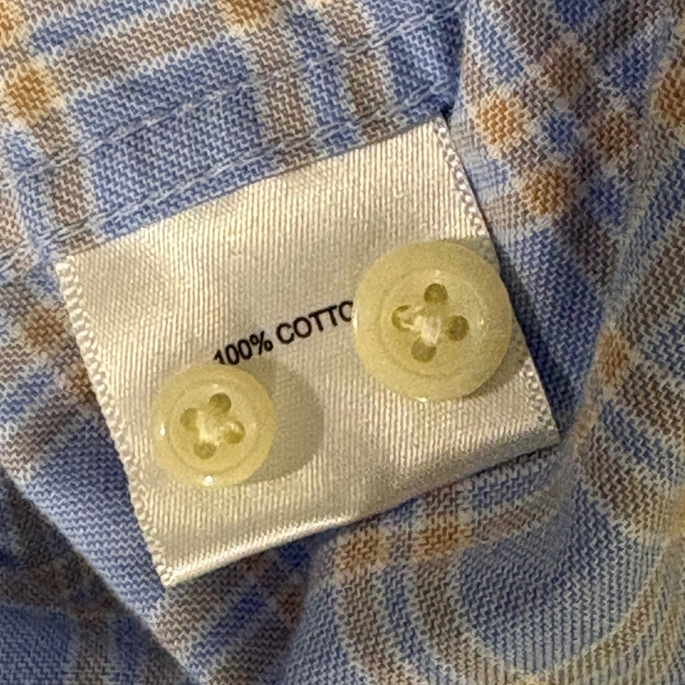 Peter Millar Mens XL Blue Orange Plaid Button Down 100% Cotton Long Sleeve Shirt - Picture 5 of 8